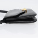 CELINE Shoulder Bag Leather Black Gold Auth ka2969-4