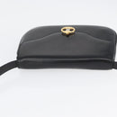 CELINE Shoulder Bag Leather Black Gold Auth ka2969-6