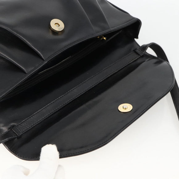 Salvatore Ferragamo Shoulder Bag Patent leather Black Gold Auth ka2971