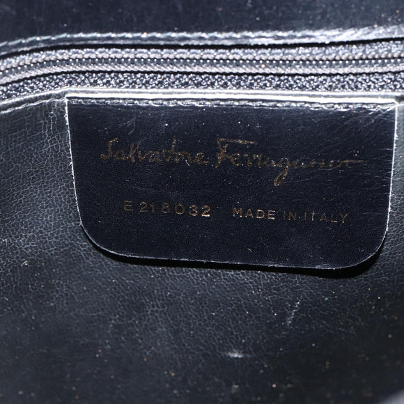 Salvatore Ferragamo Shoulder Bag Patent leather Black Gold Auth ka2971