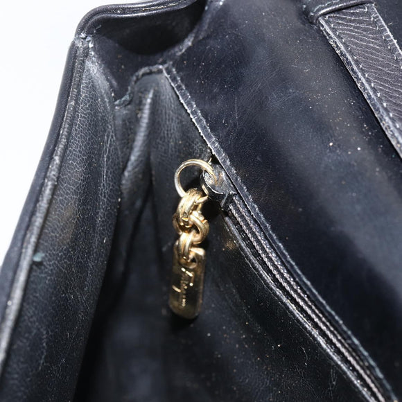 Salvatore Ferragamo Shoulder Bag Patent leather Black Gold Auth ka2971