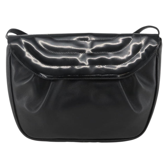 Salvatore Ferragamo Shoulder Bag Patent leather Black Gold Auth ka2971
