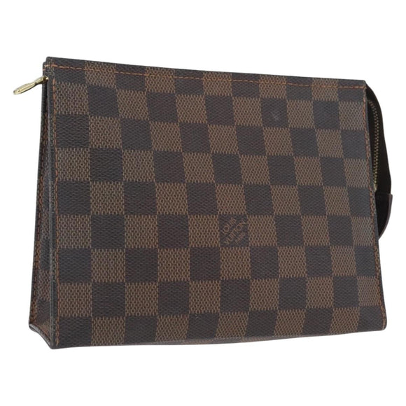 LOUIS VUITTON Damier Ebene Poche Toilette 19 Pouch N47544 LV Auth ka2972