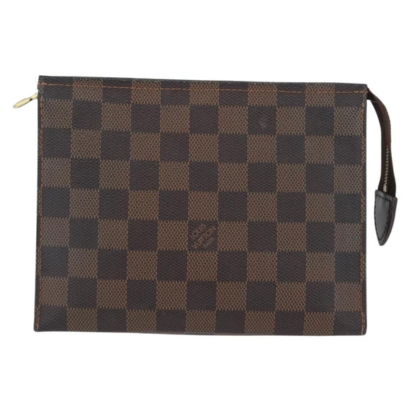 LOUIS VUITTON Damier Ebene Poche Toilette 19 Etui N47544 LV Auth ka2972