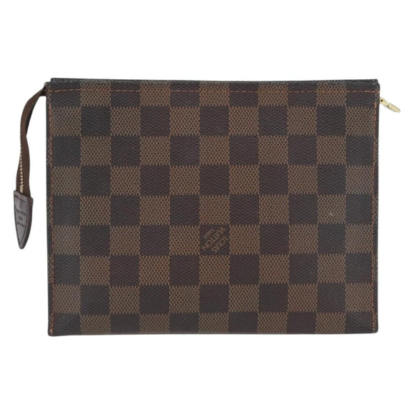 LOUIS VUITTON Damier Ebene Poche Toilette 19 Pouch N47544 LV Auth ka2972