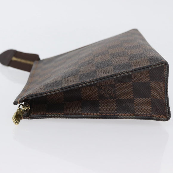 LOUIS VUITTON Damier Ebene Poche Toilette 19 Etui N47544 LV Auth ka2972