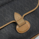 Christian Dior Honeycomb Canvas Shoulder Bag PVC Black Gold Auth ka2973-14