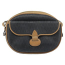 Christian Dior Honeycomb Canvas Shoulder Bag PVC Black Gold Auth ka2973-2