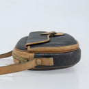 Christian Dior Honeycomb Canvas Shoulder Bag PVC Black Gold Auth ka2973-5