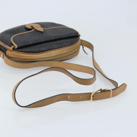 Christian Dior Honeycomb Canvas Shoulder Bag PVC Black Gold Auth ka2973