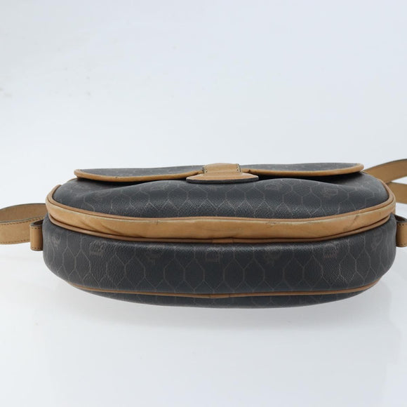 Christian Dior Honeycomb Canvas Shoulder Bag PVC Black Gold Auth ka2973