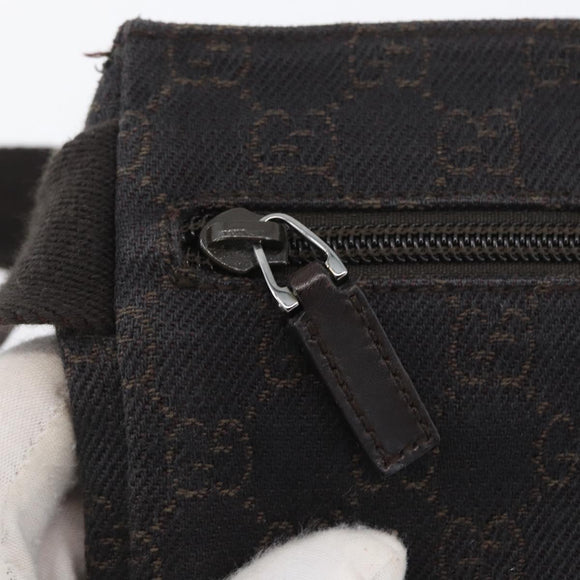 GUCCI GG Canvas Waist bag Dark Brown Silver 28566 Auth ka2977