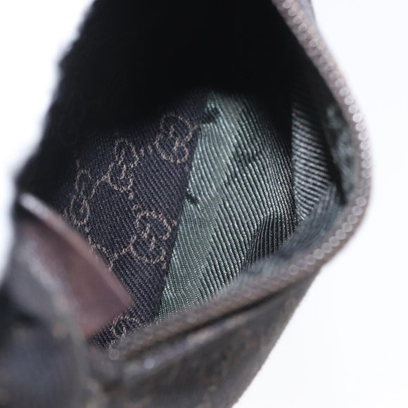 GUCCI GG Canvas Waist bag Dark Brown Silver 28566 Auth ka2977
