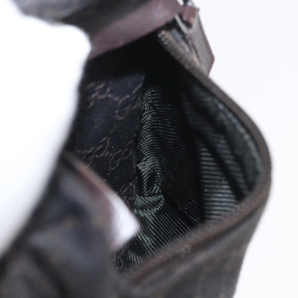 GUCCI GG Canvas Waist bag Dark Brown Silver 28566 Auth ka2977