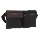 GUCCI GG Canvas Waist bag Dark Brown Silver 28566 Auth ka2977-1