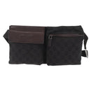 GUCCI GG Canvas Waist bag Dark Brown Silver 28566 Auth ka2977-13