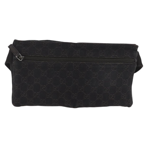 GUCCI GG Canvas Waist bag Dark Brown Silver 28566 Auth ka2977