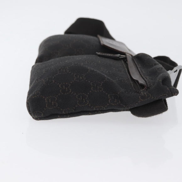 GUCCI GG Canvas Waist bag Dark Brown Silver 28566 Auth ka2977
