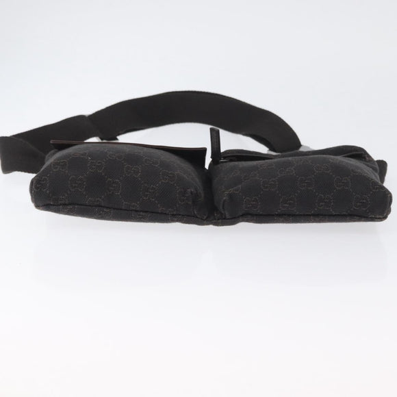 GUCCI GG Canvas Waist bag Dark Brown Silver 28566 Auth ka2977