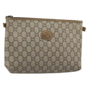 GUCCI GG Plus Supreme Clutch Bag PVC Beige Auth ka2978-1