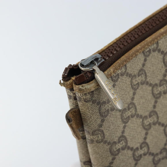 GUCCI GG Plus Supreme Clutch Bag PVC Beige Auth ka2978