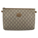GUCCI GG Plus Supreme Clutch Bag PVC Beige Auth ka2978-2