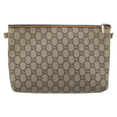 GUCCI GG Plus Supreme Clutch Bag PVC Beige Auth ka2978-3