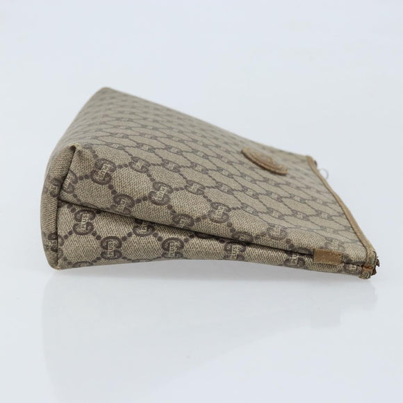 GUCCI GG Plus Supreme Clutch Bag PVC Beige Auth ka2978