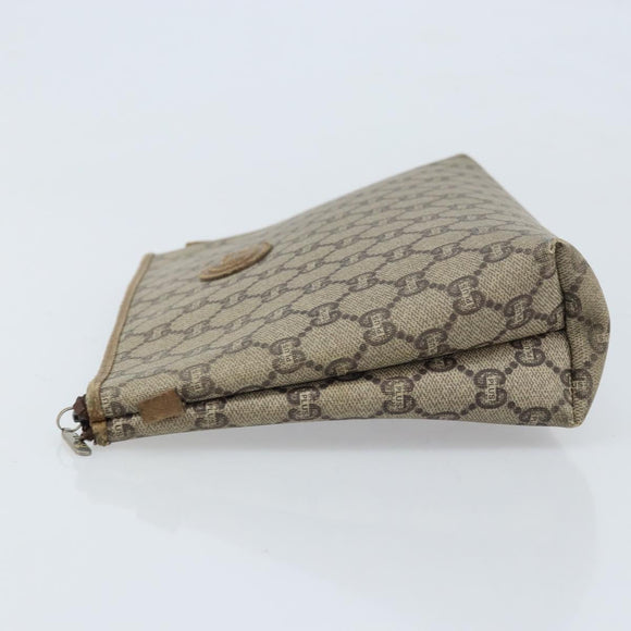 GUCCI GG Plus Supreme Clutch Bag PVC Beige Auth ka2978