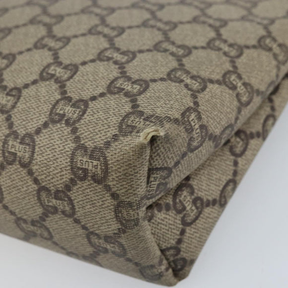 GUCCI GG Plus Supreme Clutch Bag PVC Beige Auth ka2978