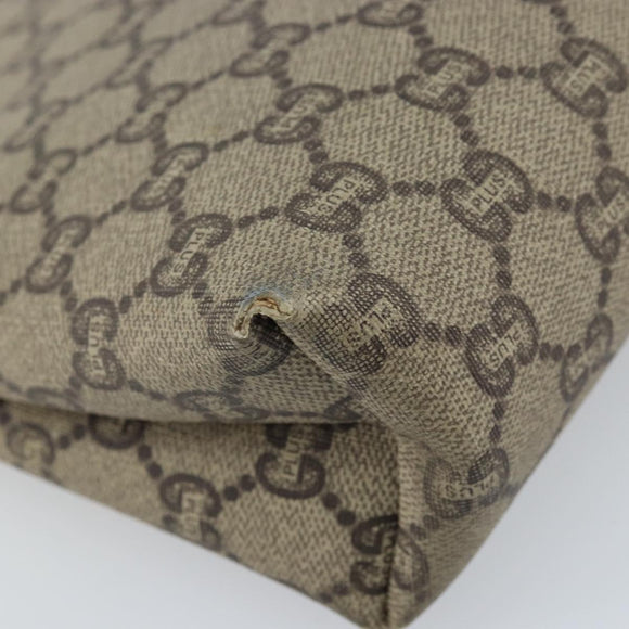 GUCCI GG Plus Supreme Clutch Bag PVC Beige Auth ka2978