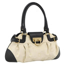 Salvatore Ferragamo Hand Bag Canvas Beige Black Auth ka2979-1