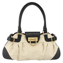 Salvatore Ferragamo Hand Bag Canvas Beige Black Auth ka2979-13