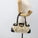 Salvatore Ferragamo Hand Bag Canvas Beige Black Auth ka2979-23
