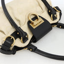 Salvatore Ferragamo Hand Bag Canvas Beige Black Auth ka2979-6