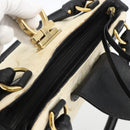 Salvatore Ferragamo Hand Bag Canvas Beige Black Auth ka2979-7
