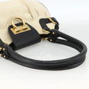 Salvatore Ferragamo Hand Bag Canvas Beige Black Auth ka2979-8