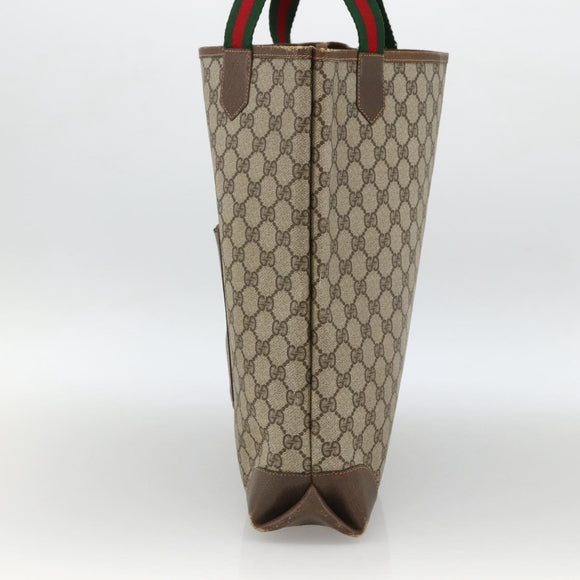 GUCCI GG Supreme Web Sherry Line Tote Bag PVC Beige Red 002 904 0222 Auth ka2984