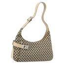 Salvatore Ferragamo Gancini Shoulder Bag Canvas Beige Silver Auth ka2988-1