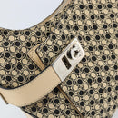 Salvatore Ferragamo Gancini Shoulder Bag Canvas Beige Silver Auth ka2988-17