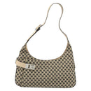 Salvatore Ferragamo Gancini Shoulder Bag Canvas Beige Silver Auth ka2988-13