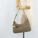 Salvatore Ferragamo Gancini Shoulder Bag Canvas Beige Silver Auth ka2988-22