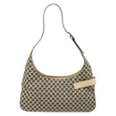 Salvatore Ferragamo Gancini Shoulder Bag Canvas Beige Silver Auth ka2988-2