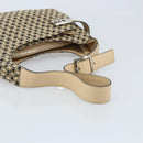 Salvatore Ferragamo Gancini Shoulder Bag Canvas Beige Silver Auth ka2988-7