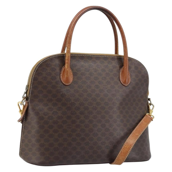 CELINE Macadam Canvas Handtasche PVC Leder 2-Wege Braun Gold Authentisch ka2994
