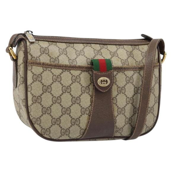 GUCCI GG Supreme Web Sherry Line Tas PVC Beige Rood 89 02 032 Auth ka2995