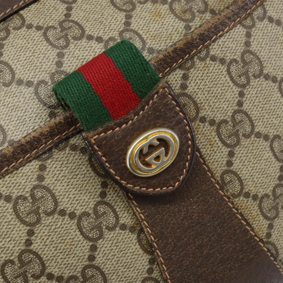 GUCCI GG Supreme Web Sherry Line Tas PVC Beige Rood 89 02 032 Auth ka2995