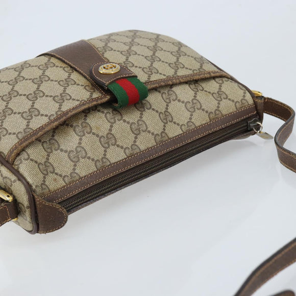 GUCCI GG Supreme Web Sherry Line Tas PVC Beige Rood 89 02 032 Auth ka2995