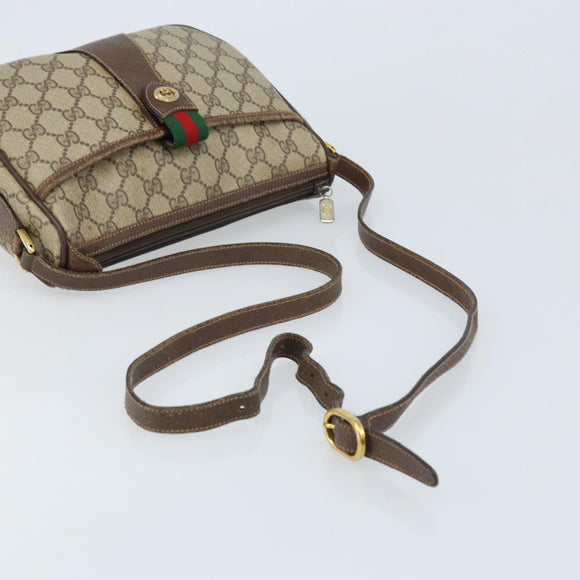 GUCCI GG Supreme Web Sherry Line Tas PVC Beige Rood 89 02 032 Auth ka2995