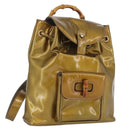 GUCCI Bamboo Backpack Patent leather Gold Tone 003 1705 0030 Auth ka2998-1